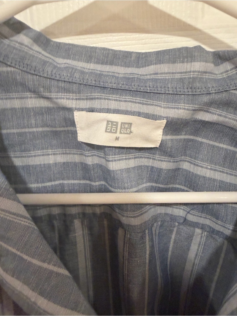 Uniqlo Light Blue & White Vertical Stripe Button-Up Shirt - Picture 2 of 4